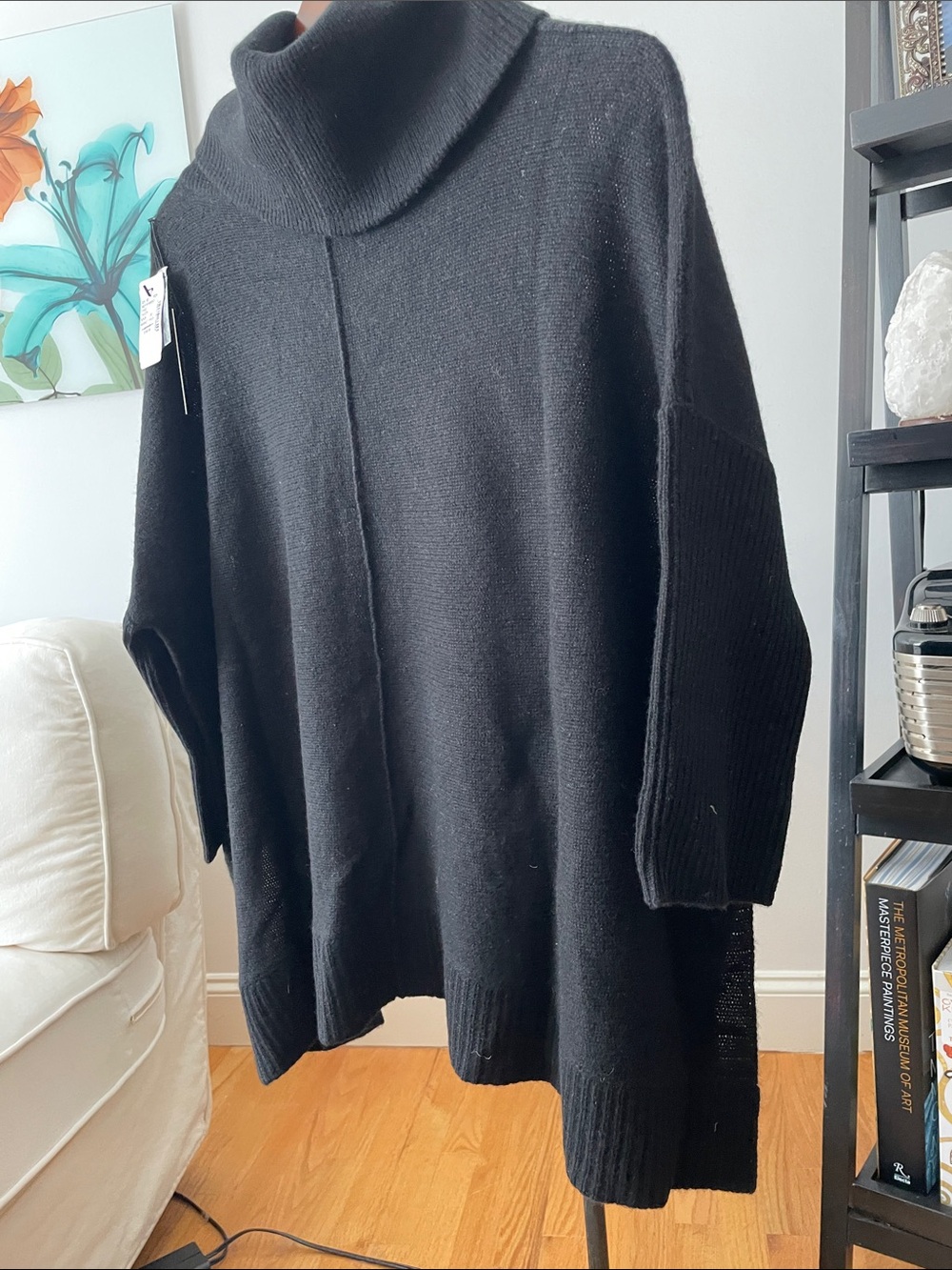 Black Turtleneck cashmere Oversized Women's Sweater - Cozy Knit